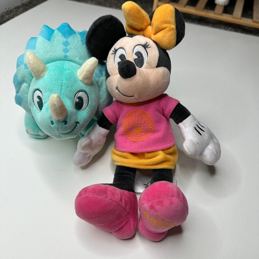 Disney Parks Animal Kingdom Minnie Dino Institute Triceratops Plush Lot